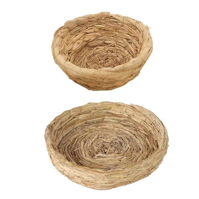 Breeding Nest Birds Hand Woven Flat Base Straw Bird Nest Hatch House Bird Shelter Cage Accessories bird house bird nest