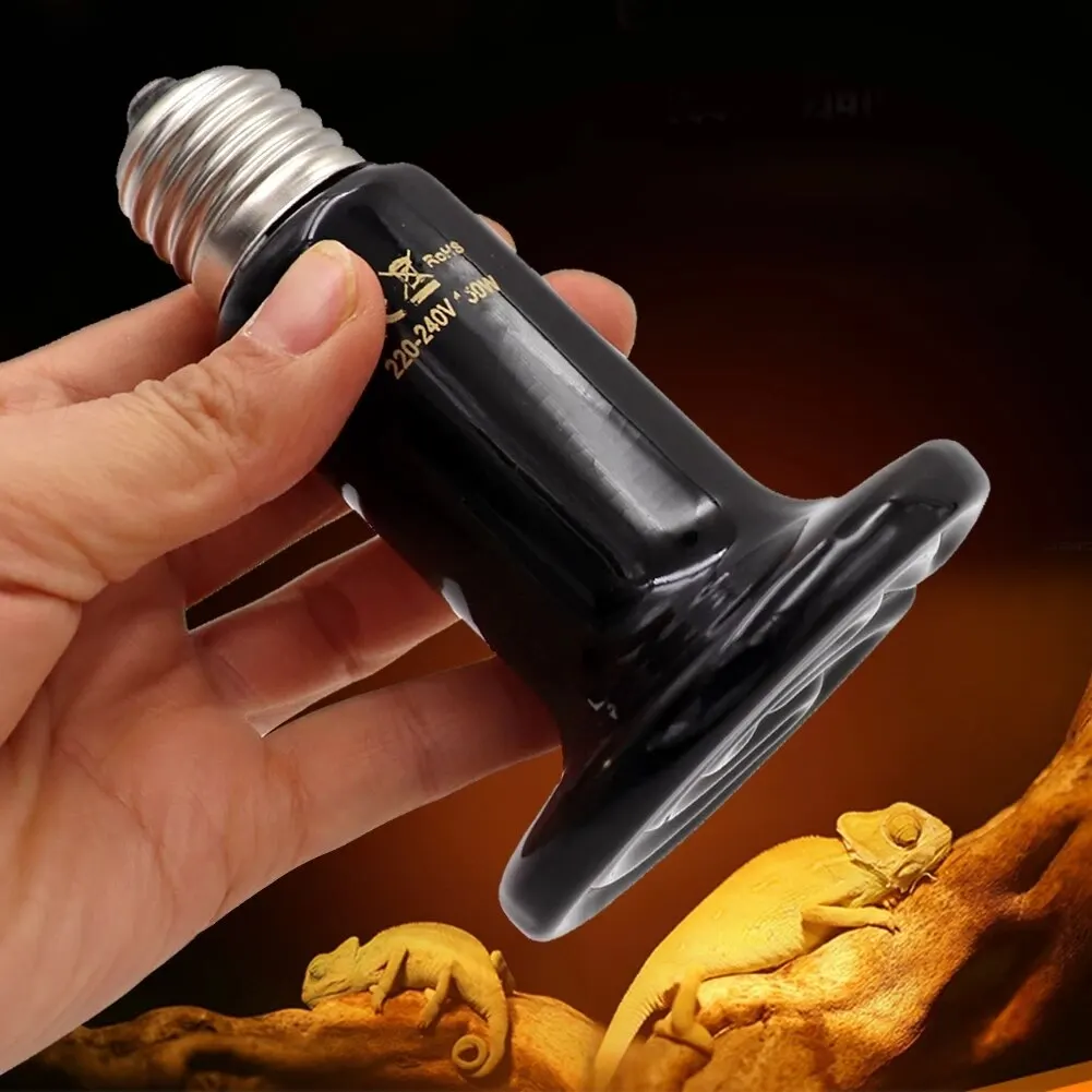 25/200W Far Infrared Heating Lamp Black Ceramic E27 Pet Warmer Bulb Brooder Chickens Tortoise Lizard Mini Reptile Light