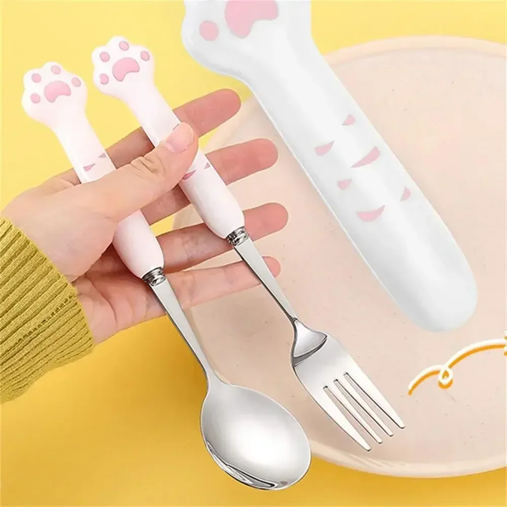 Stainless Steel Spoon and Fork Set with Storage Box for Adults Kids School