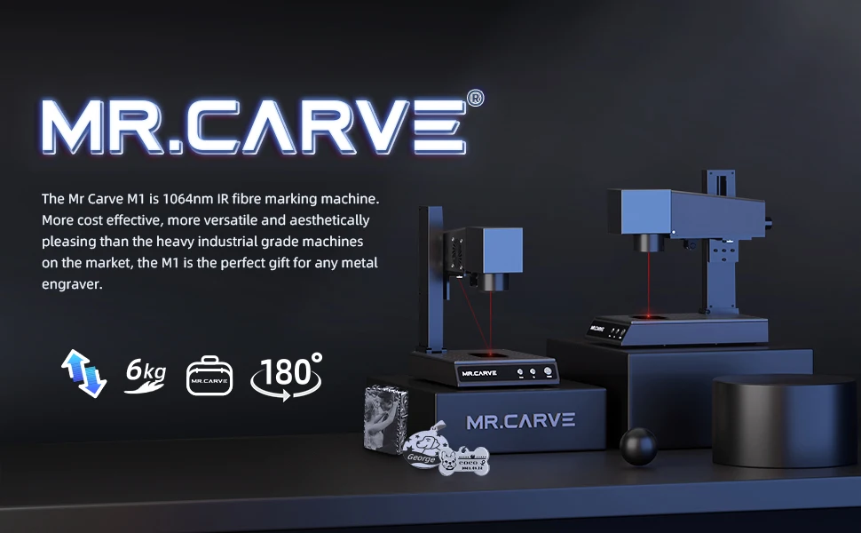 MR.CARVE Fiber Laser Marking Machine M1 Pro Laser Engraver 70x70mm Area Engraving Machine for All-Metals Plastics Jewelry