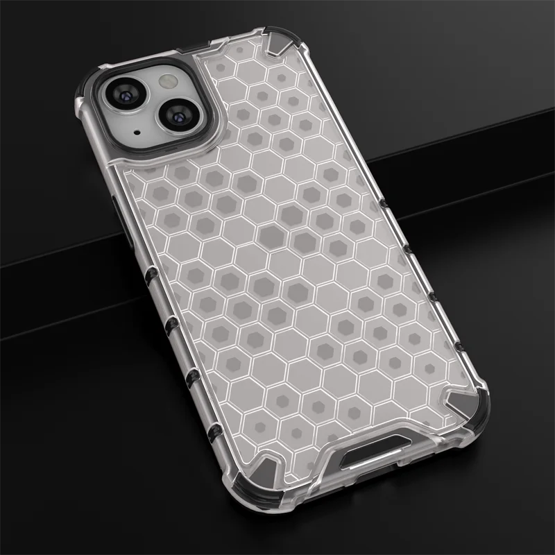 Honeycomb Shockproof Armor Phone Case with Translucent PC Cover