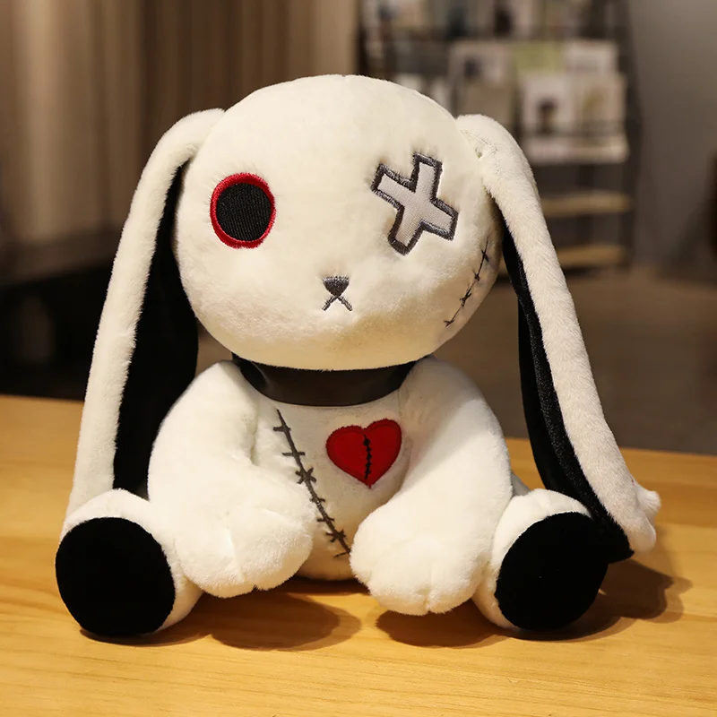 Dark Series Plush Bunny Toy Easter Rabbit Doll Stuffed Gothic Rock Style  Bag Halloween Dunkles Kaninchen Birthday Christma Gift