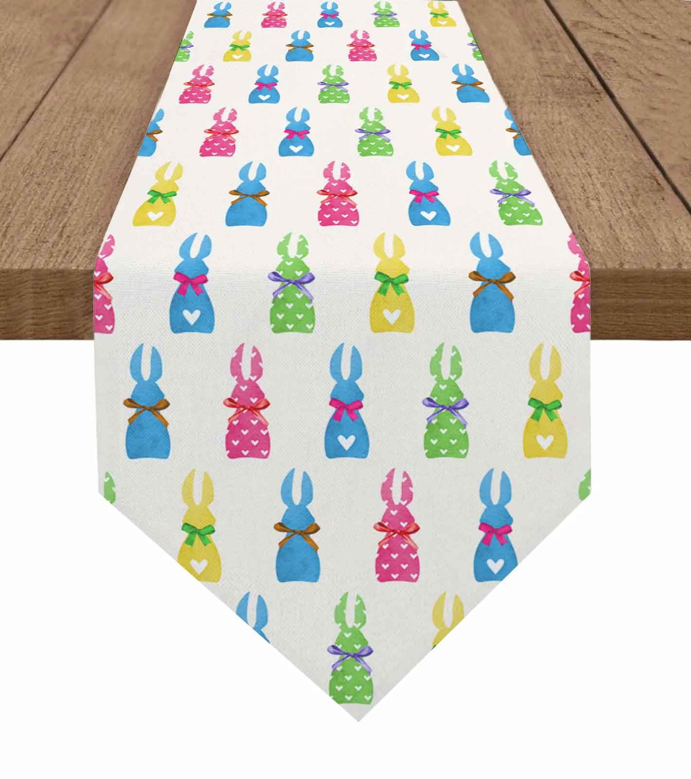 

Easter Colorful Bunny Table Runner Wedding Party Decor Tablecloth Holiday Kitchen Table Decor Table Runner