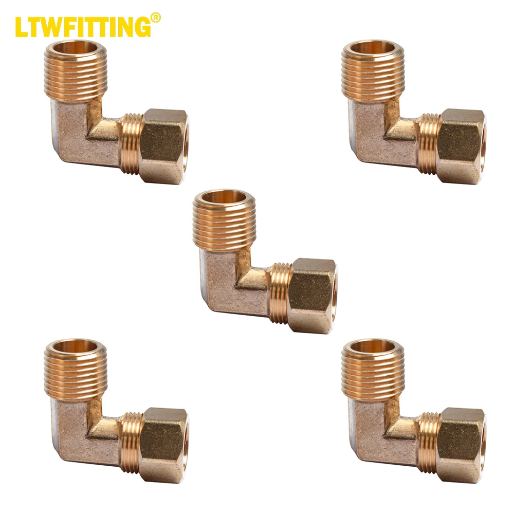 

LTWFITTING 5/8-Inch OD x 1/2-Inch Male NPT 90 Degree Compression Elbow,Brass Compression Fitting(Pack of 5)