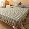 New Grade A 100% Cotton Fitted Sheet with Elastic Bands Non Slip Adjustable Mattress Covers for Single Double King Queen Bed 3