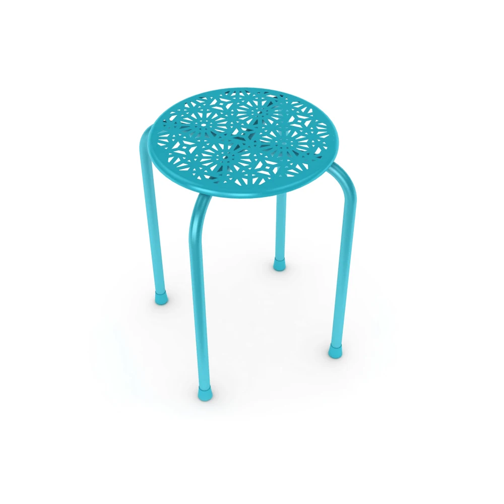 Durable Solid Metal Stool, Powder Coated Finish in Turquoise 3