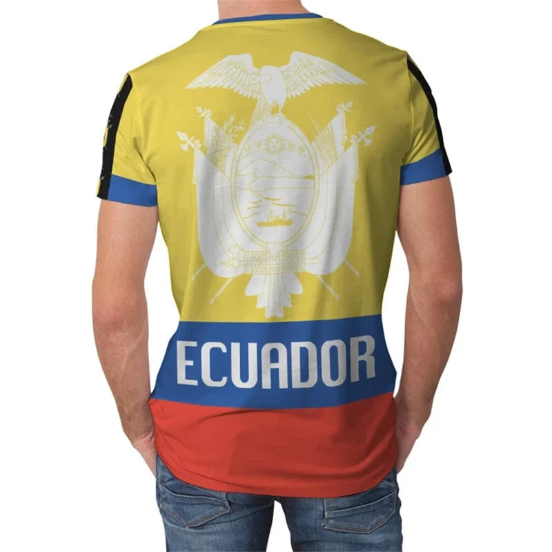 Ecuador fotbollströja med flagga 3d tryckt ventilerande_voghion.com