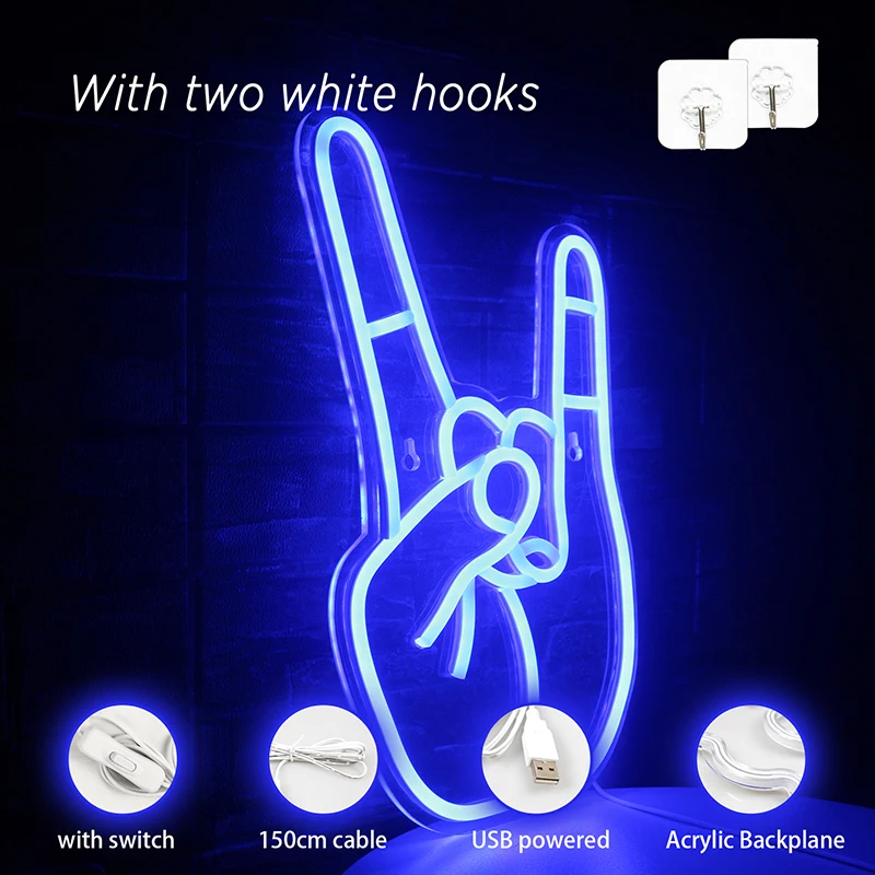 Wanxing Peace Gesture Led Neon Sign Love Symbol Hand Shape Finger