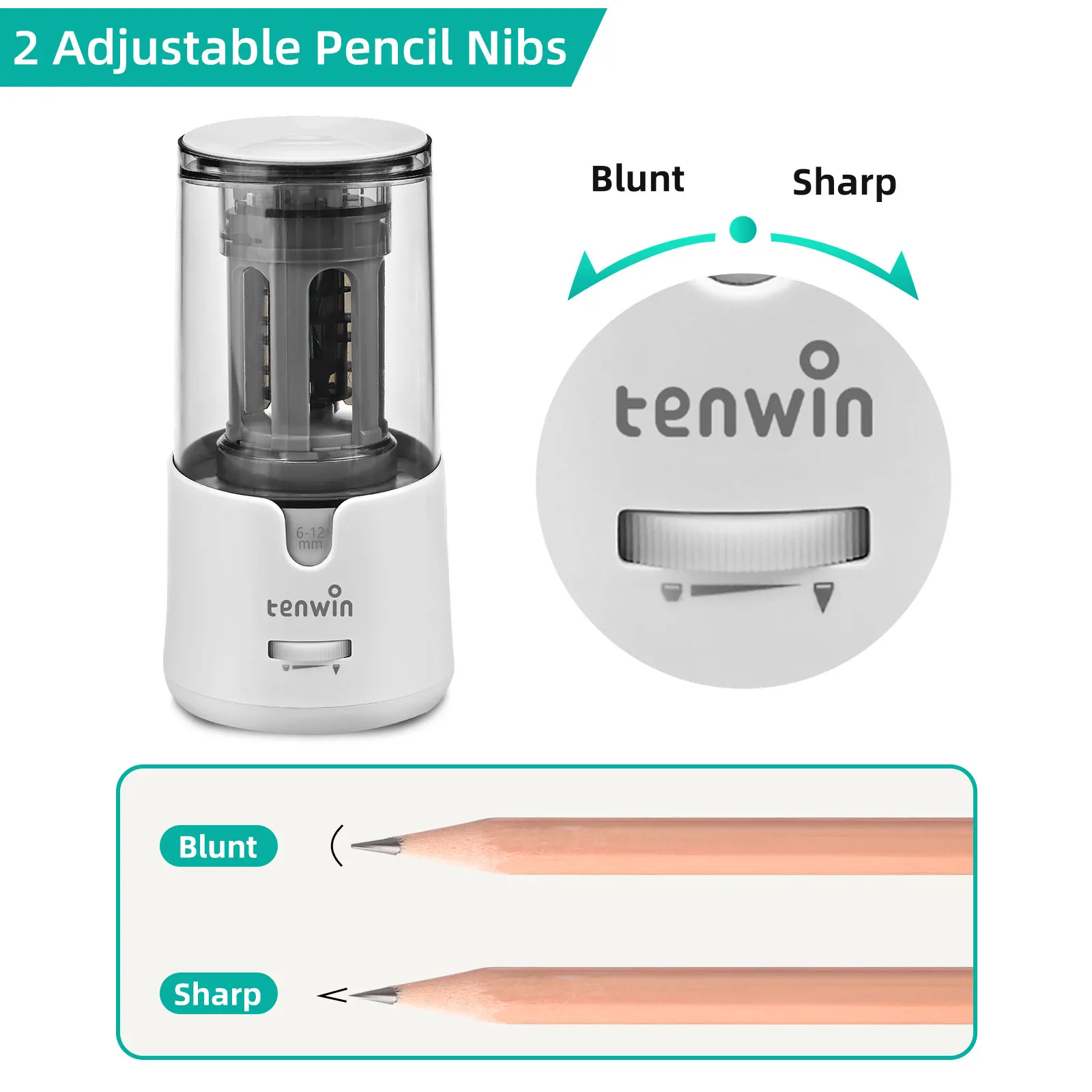 자동 전기 연필 숫돌, 대형 헤비 듀티, 6-12mm 컬러 연필용 기계식 USB, 어린이 예술가 문구