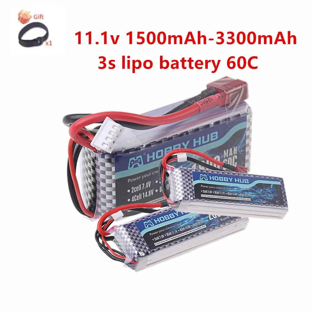 Batterie LiPo 11.1V 3S 1500mAh avec connecteur XT60 pour drone RC