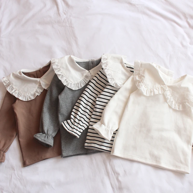 

Новая футболка с воротником для девочек, нижняя рубашка, одежда для девочек