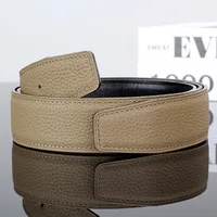 Luxury Belt Ultra-Thin Pointed Belt Headless Men And Women First Layer Cowhide H Buckle Replacement Belt Buckleless 3.2/3.8cm - Image 3