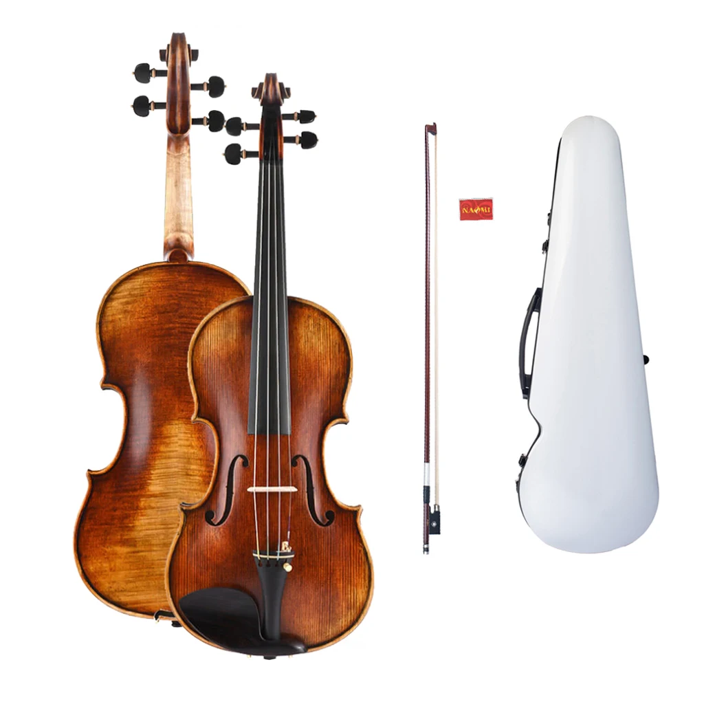 

NAOMI 4/4 3/4 1/2 1/4 1/8 Handmade Violin Baroque Carved Violino Strong Tone Fiddle Excellent Vintage Stradivarius Bow Case