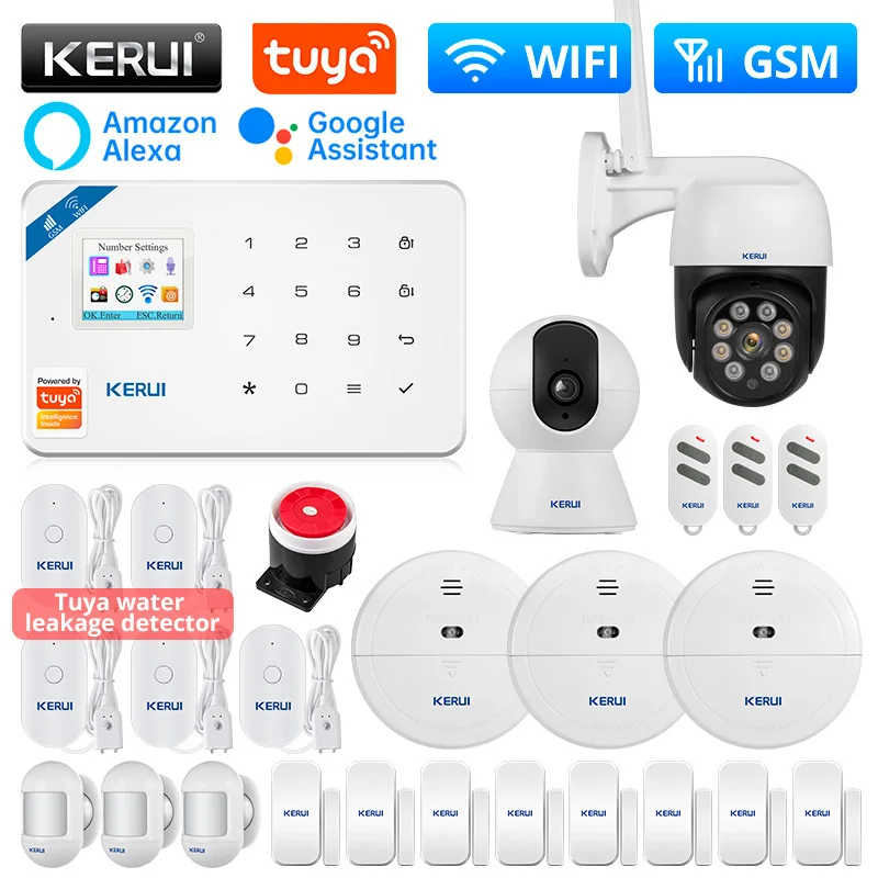 

KERUI W181 Alarme Жилая WIFI GSM сигнализация Поддержка Alexa Tuya умный датчик движения датчик двери