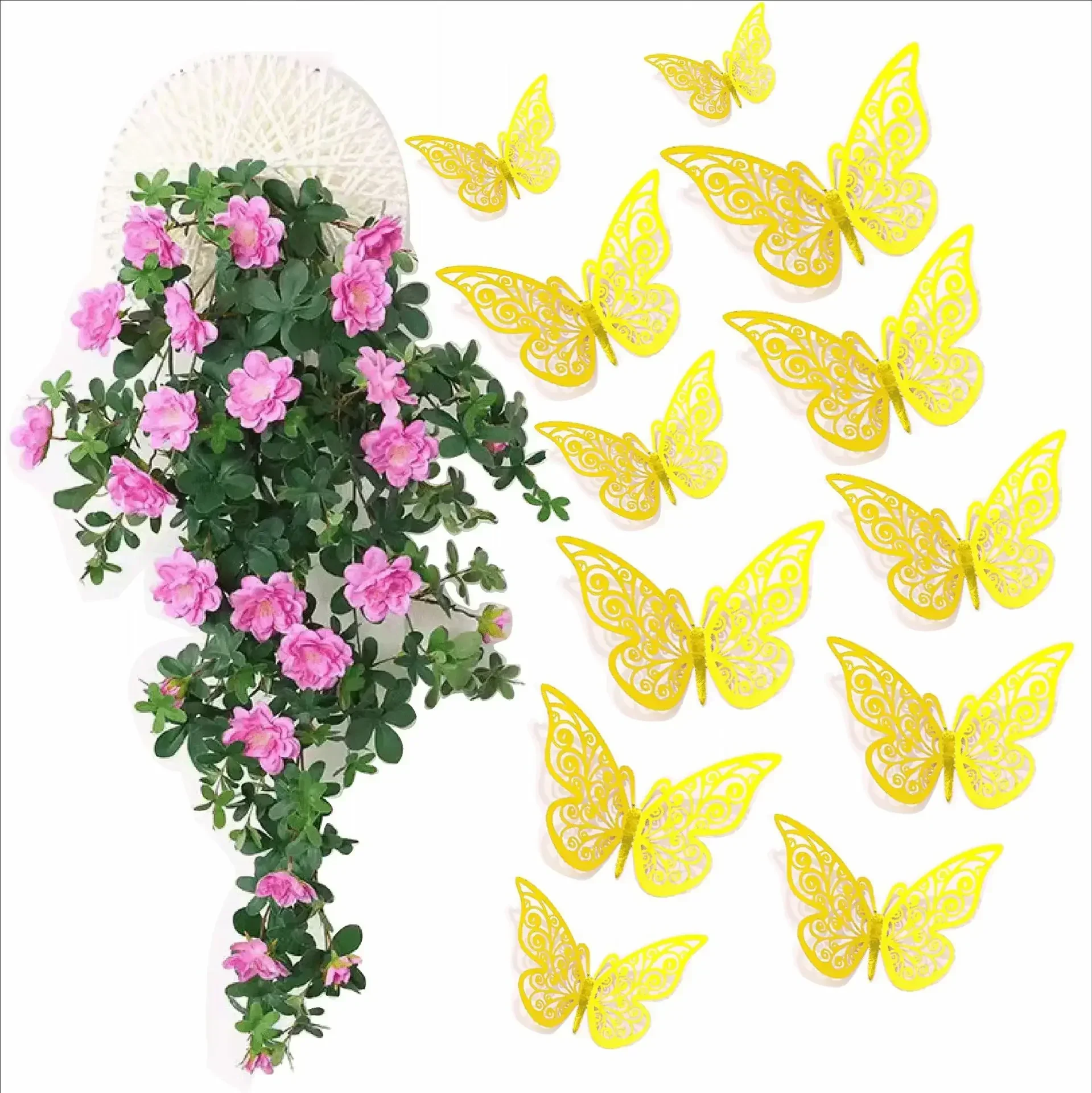3D Openwork Butterfly Wall Stickers Stereo Butterfly Wall Stickers Background Decoration Colourful 12pcs 3d stickers 3d wall stickers butterfly wall decor