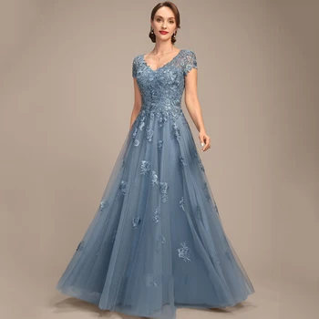 Abiti semplici per la madre della sposa Squisiti abiti lunghi per invitati a un matrimonio in morbido tulle elegante abito da donna per la festa di nozze