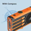 20000mAh Hand Crank Solar Power Bank Dual USB with Camping Light Powerbank Wireless Charging for iPhone 16 15 iwatch Waterproof 4