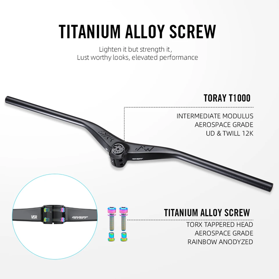 Guidon VTT En Carbone - Intégré Avec Support D'ordinateur, Longueurs 720 à 800mm, Diamètre 31.8mm, Neuf