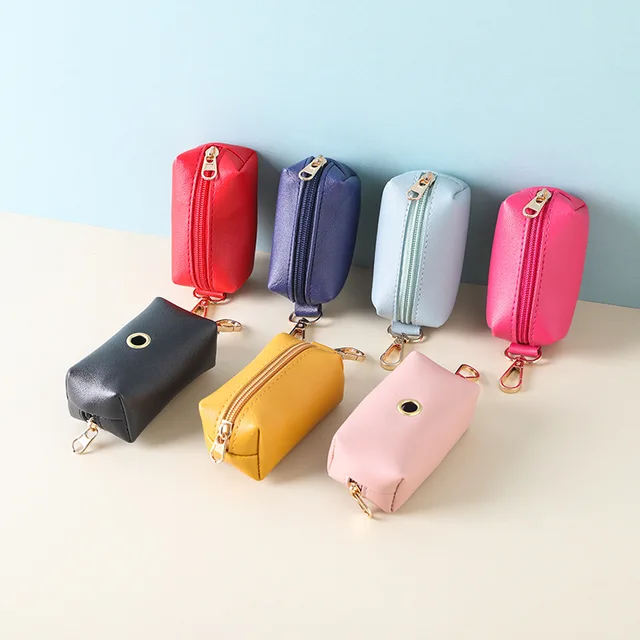 Leather Dog Poop Bag Holder Dog Waste Bag Dispenser with Metal Clip for Leash Belt Portable Leather Doggy Poop Bags Holder 5
