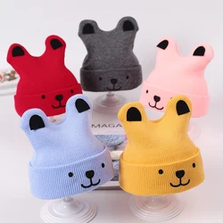 Newborn Baby Hat Cotton Cartoon Bear Ear Solid Color Infant Cap for Girls Boys Autumn Winter Kids Hats Baby Accessories 0-12M