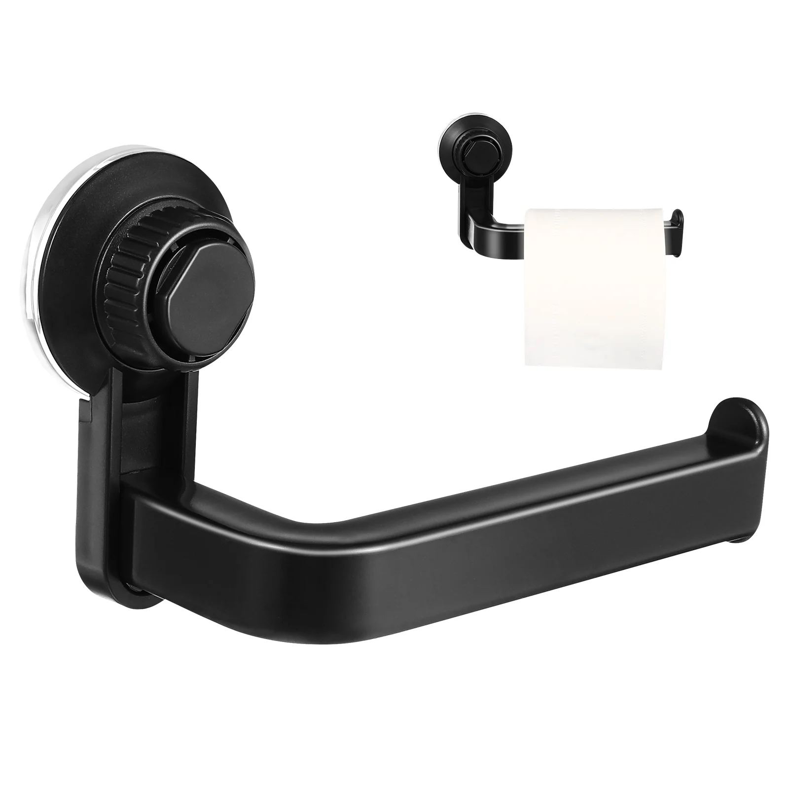 

Toilet Paper Holder Stand Wall-Mounted Tissue Rack Suction Cup Abs Roll Organizer Black
