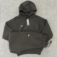 6PM Drill Hip-hop Jacket Embroidered Men's Hooded Sweatshirt Letters Plus Velvet Pullover Long Trendy Sports Suit Sweatpants 2