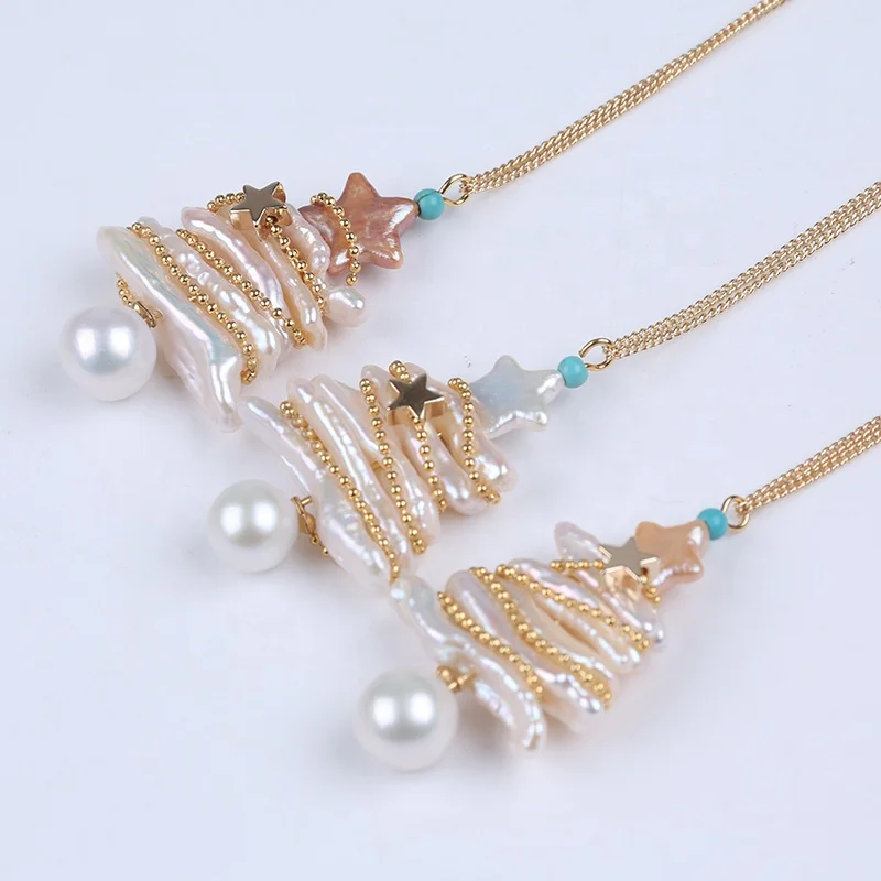 

Модные ювелирные изделия Настоящая Натуральная пресноводная звезда Бива круглый жемчуг ожерелье Рождественский подарок