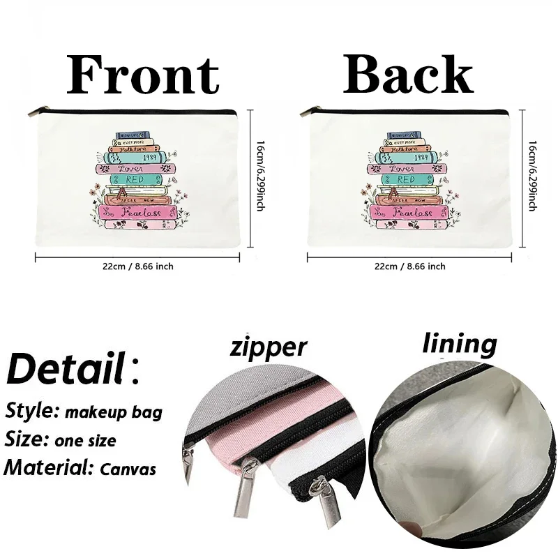 Floral Book Decor Print Makeup Bag Taylor Music Lover Gifts TS Fans Singer Song Album Lyrics Gift for Girl Women Friends Sister