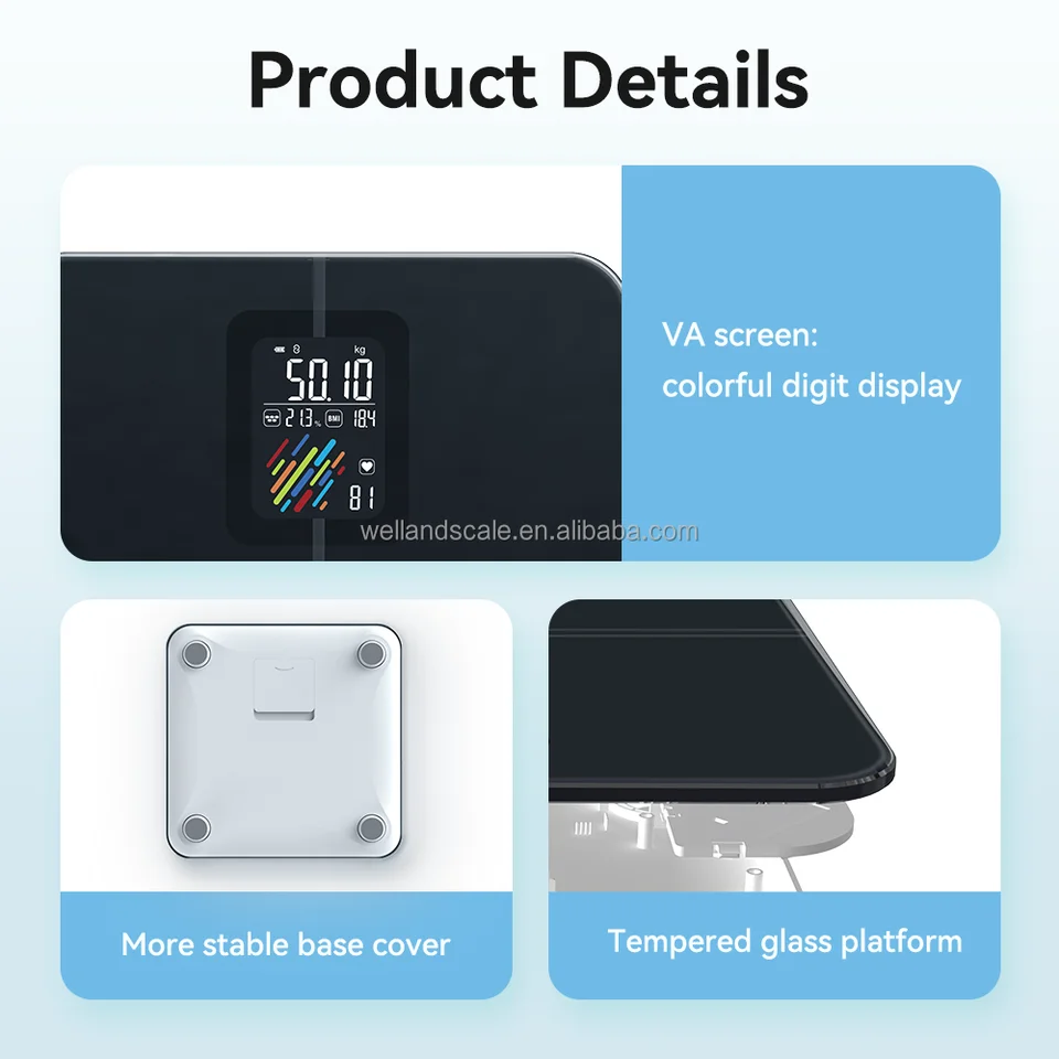Body Fat Scale, VA Large Display Scale for Body Weight, High Accurate Digital Bathroom Scale, BMI Smart Weight Sca 3