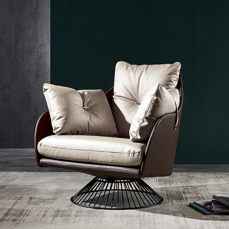 

Banquet Cushion Living Room Chairs Modern Nordic Makeup Relax Apartment Armchairs Comfortable Leather Cadeira Interior Furniture