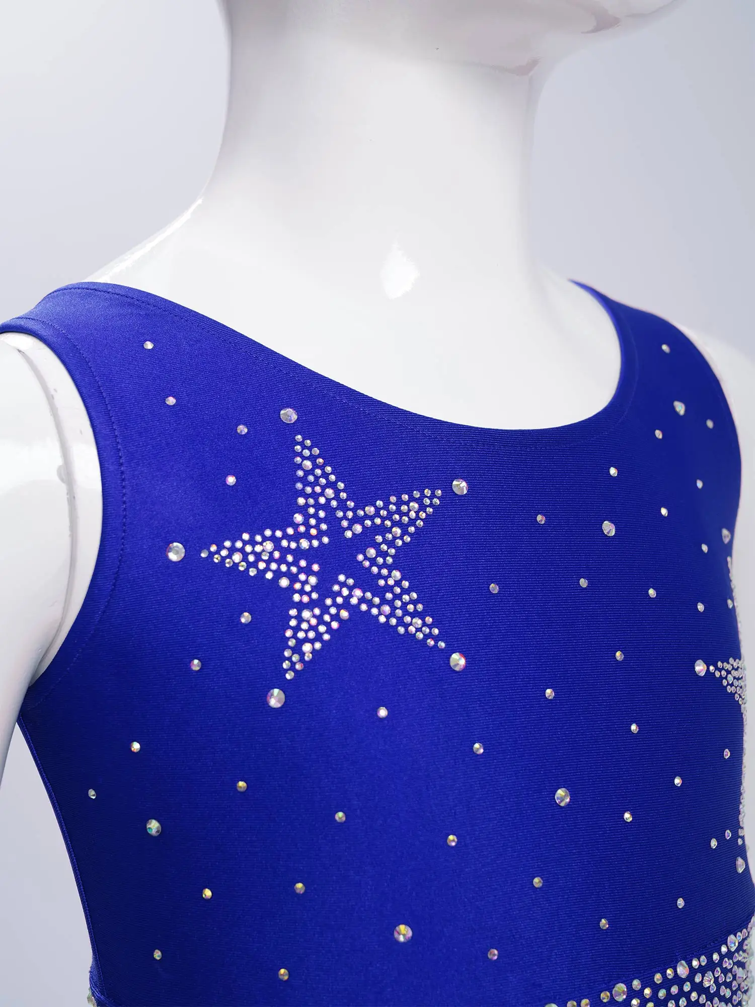 Bambini Ragazze Balletto Danza Ginnastica Vestito Pattinaggio di Figura Acrobazie Performance Dancewear Strass Lucidi Gilet Corto con Pantaloncini - immagine 4