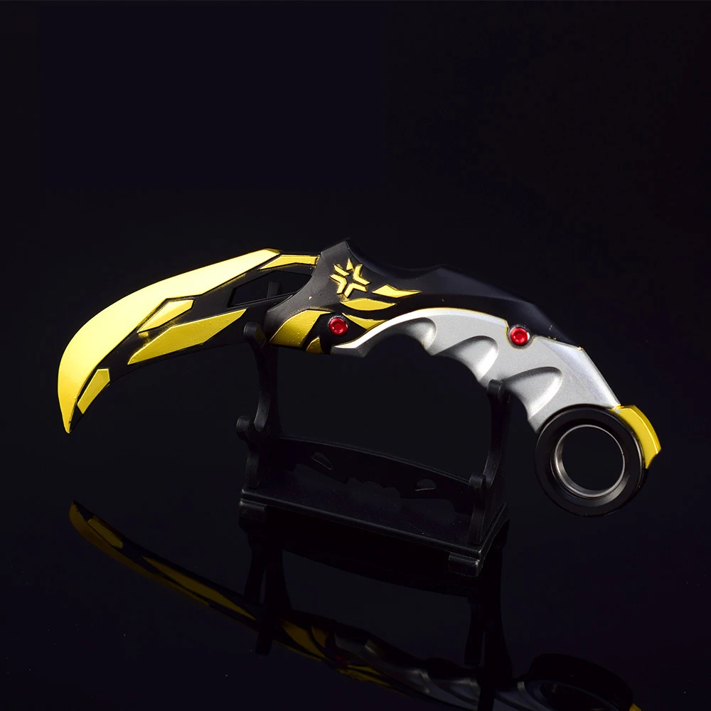 17cm Valorant Karambit New Champions Rotatable Balisong Weapon Metal Game Model Mili Tery Training Knife Safety Toys Boys