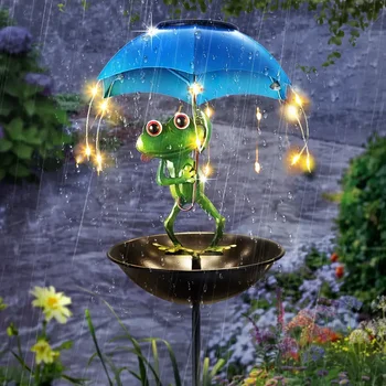 Solar Powered Frog Statue Street Light Garden Decoration Outdoor Hummingbird Bird Feeder for Yard Lawn Backyard Pathway Lighting 1