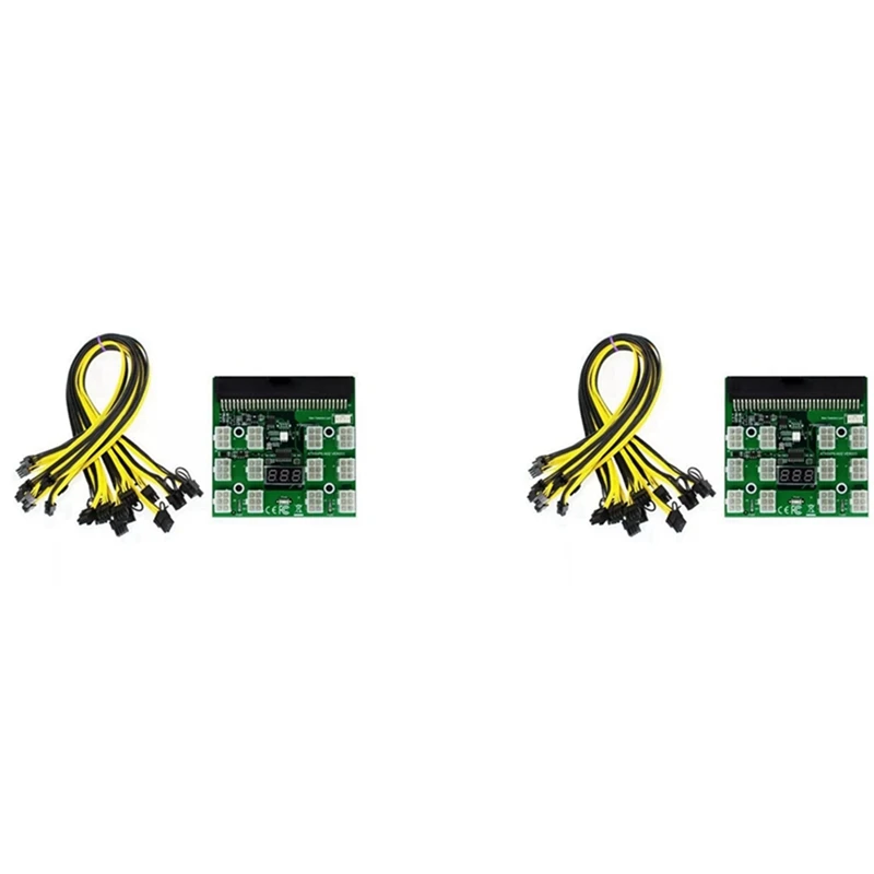 

2X плата блокировки модуля питания с 24 6Pin до 6 + 2 8Pin шнуры питания для HP 1200W 750W PSU GPU Green