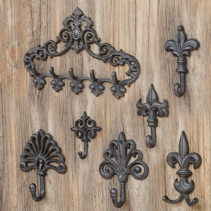 Nordic Simple Retro Iron Art Hook Wall Decoration Coat and Hat Hook Home Living Room Bedroom Decoration