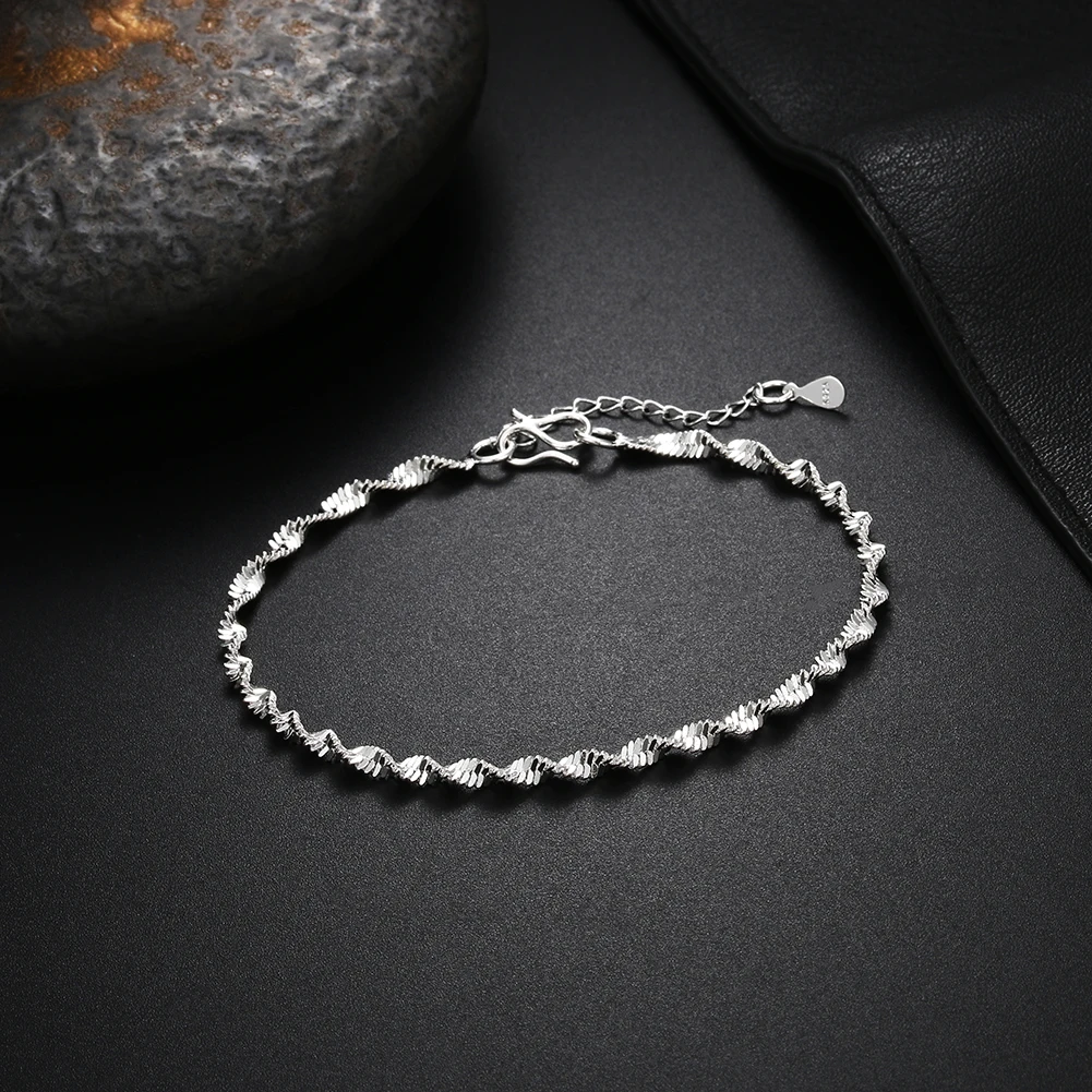 

Wholesale new 925 Silver Geometry Twisted Chain Bracelet for Women Men Fashion Wedding Fine Jewelry Christmas Gift