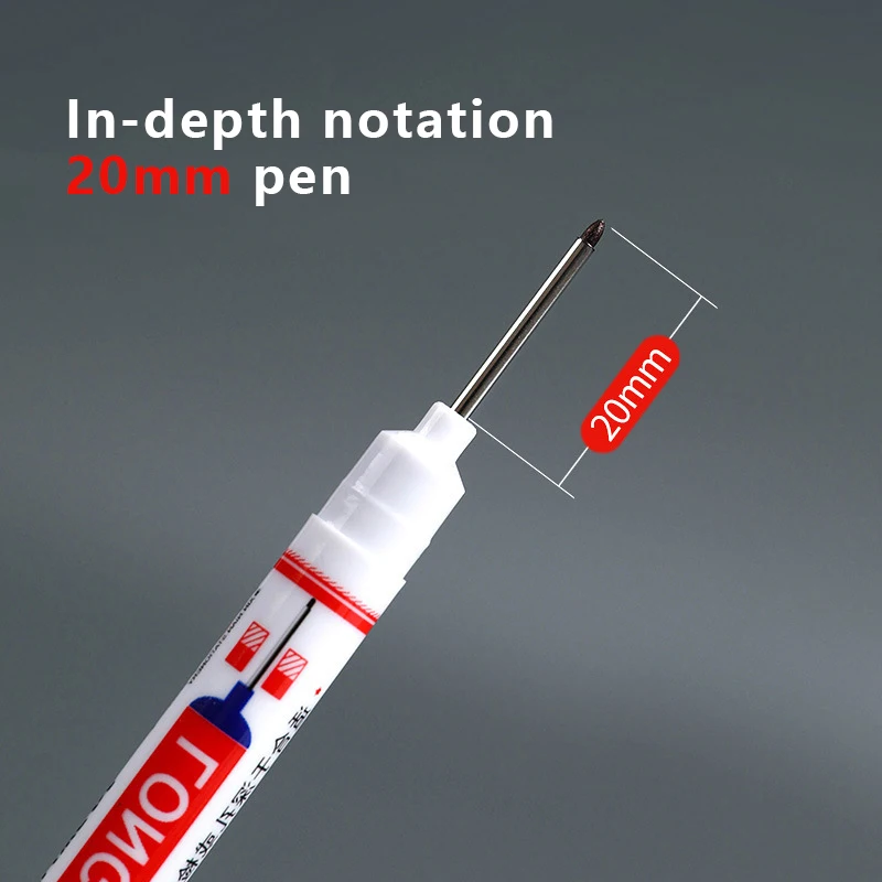 금속 천공 펜용 긴 펜촉 헤드 마커, 깊은 구멍, 방수 욕실 목공 장식, 다목적, 20mm, 세트당 6 개