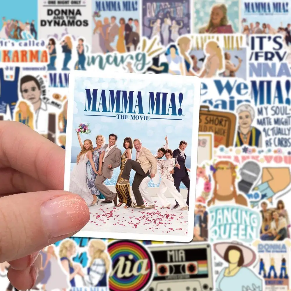 50Pcs MAMMA MIA 스티커 휴대 전화 컴퓨터 냉장고 자전거 자동차 헬멧 생일 파티 크리스마스