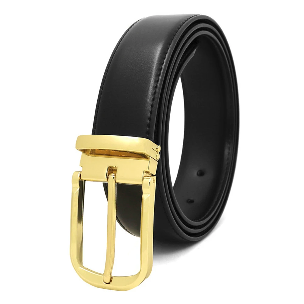 

Cheapify Dropshipping Men Leather Belts With Pin Buckle Gold Good Plating