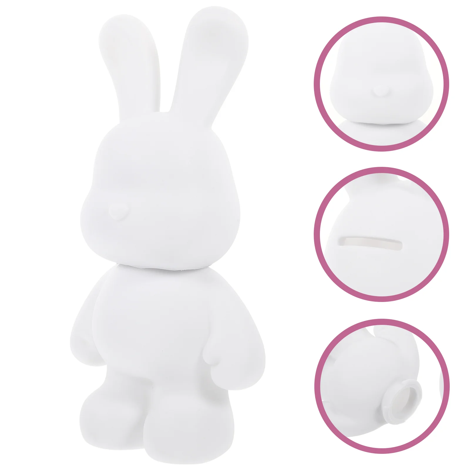 2 Pcs White Diy Bunny Piggy Bank Cartoon Rabbit Coin Storage Home Decor Kids Toys Vinyl Figurine Cute Unfinished Money Box 4