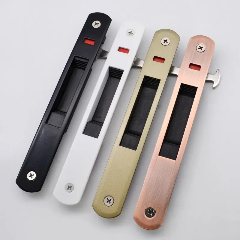 Aluminum Alloy Sliding Door Lock Glass Window Push-pull Automatic Gate Hook Locking Single Side Bronze Black White Hardware