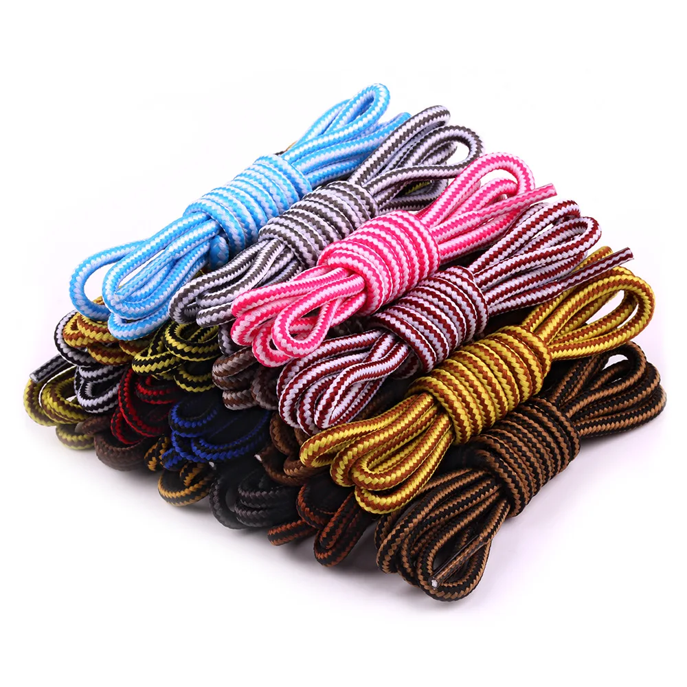 1 Pair 4mm Two-color Striped Round Color Polyester Shoelaces For Work Shoes artin Leather Boots Shoe Laces_voghion.com