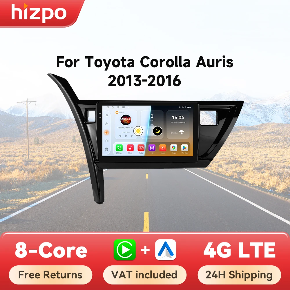 Hizpo 2 din Android Auto Radio für Toyota Corolla Auris 2013-2016 Carplay 4G Auto Multimedia GPS 2din Autoradio 360 Kamera RDS