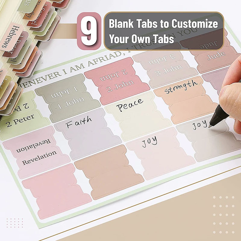75 Laminated Bible Tabs for Bible Study for Women And Men Index bookmark set