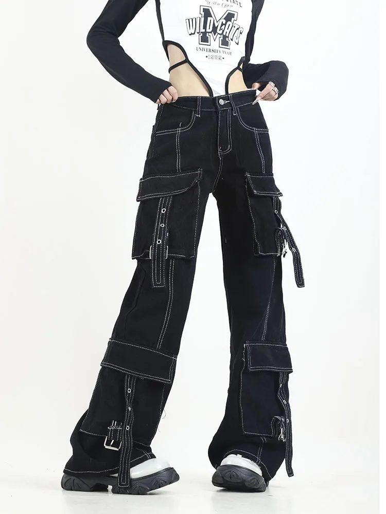 Army Green Cargo Black Cargo Jeans Womens Gothic Punk Style, Emo Alt Denim,  Techwear, Hip Hop Baggy Jogger, Streetwear Trousers From Shatangju, $13.37