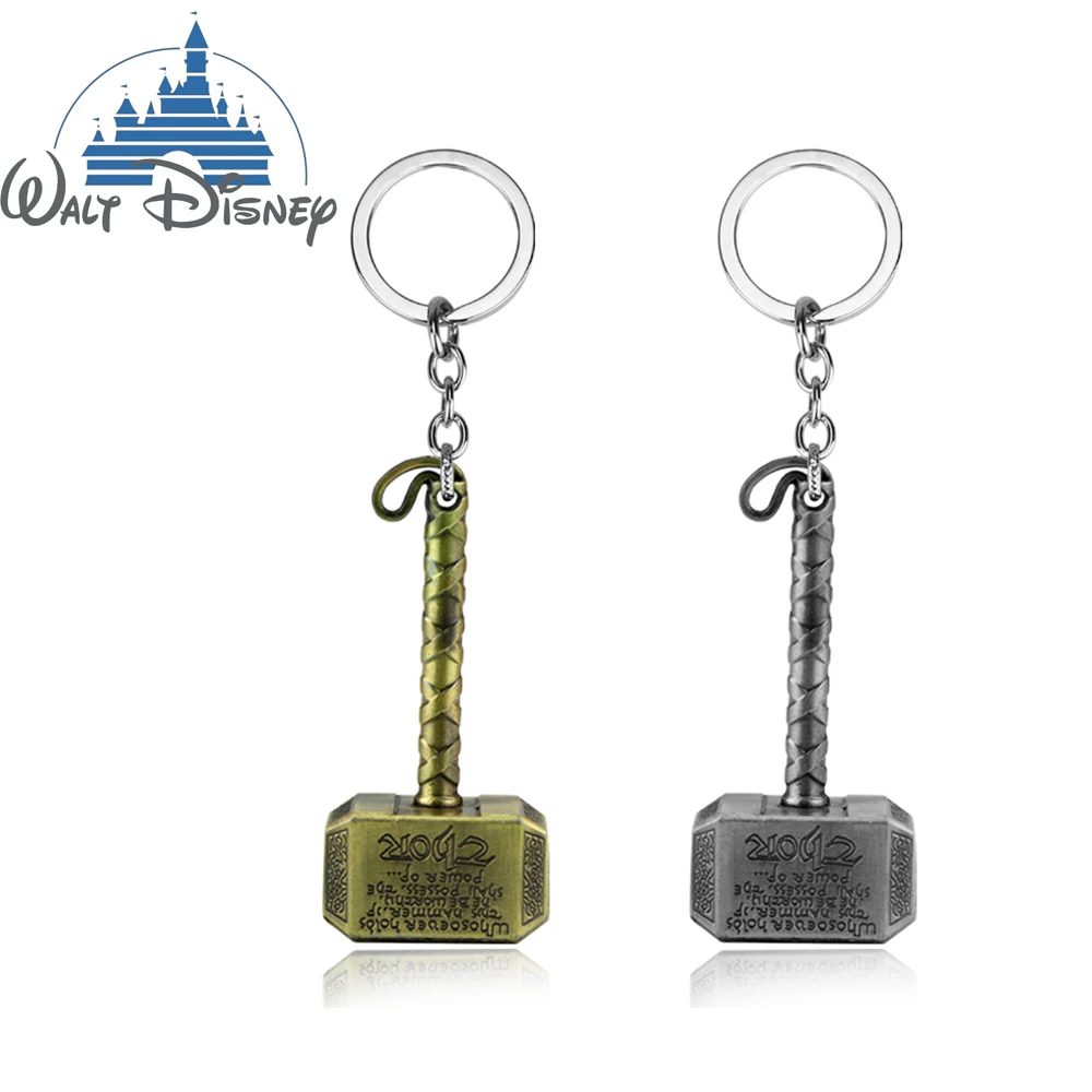Disney Marvel The Avengers Thor Hammer Metal Key Chain Keyring For Men Women Key Holder Car Keychain Accessories Backpacks Gift key rings