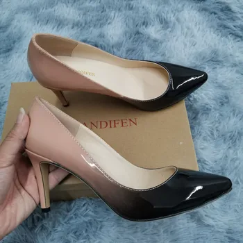 13 Style Women's Large Pumps Classic Sexy Pointed Toe 9cm mid High Heels Women Pumps Faux Black red Office Party Wedding Shoes