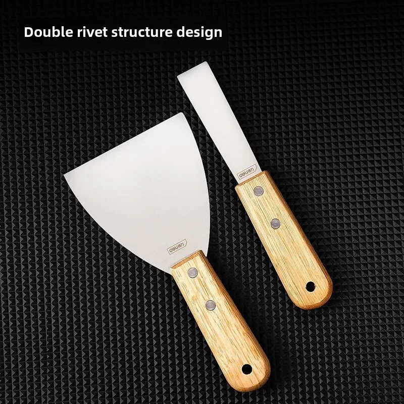 Deli Stainless Steel Wooden Handle Oil Grey Putty Knife Shovel Cleaning Shovel Sharpened Edge Stainless Steel Janitorial Tools putty knife scraper drywall spatula wall scraper paint scraper