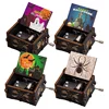 Halloween Wooden Hand-cranked Music Box, Horror Night Painted Music Box, Wooden Pumpkin Ornament, Ghost Festival Gift, Music Box 5