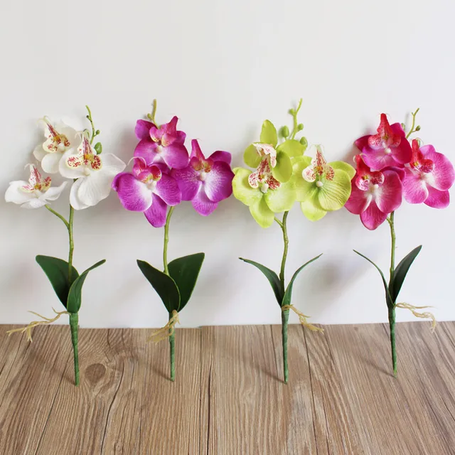 Triple Heads Artificial Orchid Flowers European Retro Style Butterfly Orchids Home Wedding Party Decoration Fake Silk Flores 1